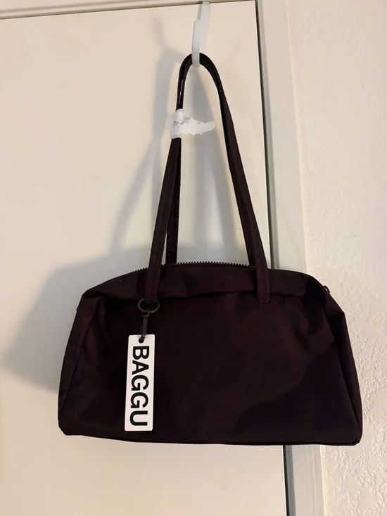 BAGGU Chocolate Plum Nylon Bowler Bag - Picture 1 of 3